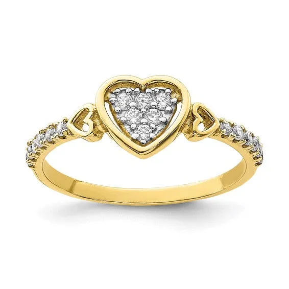 10k Gold CZ Delicate Fancy Heart Ring