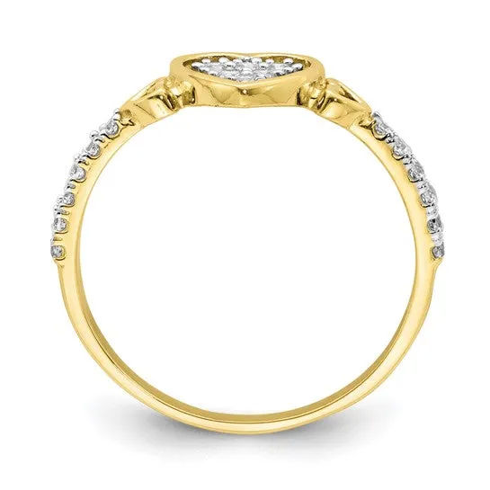 10k Gold CZ Delicate Fancy Heart Ring