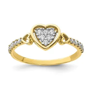 10k Gold CZ Delicate Fancy Heart Ring