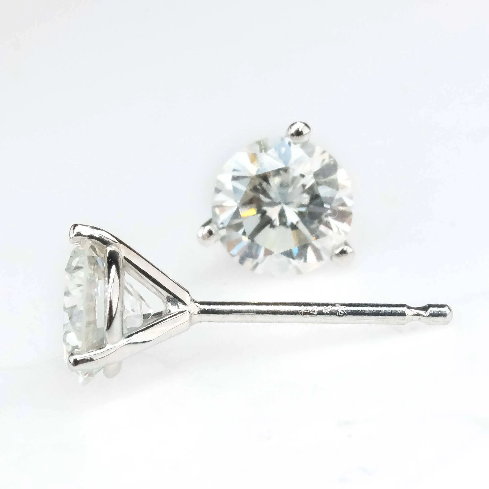 1.12ctw Round Diamond Solitaire Martini Stud Earrings in 14K White Gold