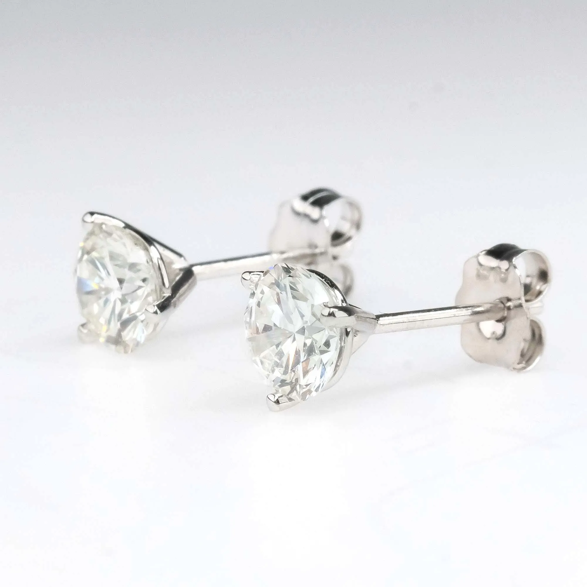 1.12ctw Round Diamond Solitaire Martini Stud Earrings in 14K White Gold