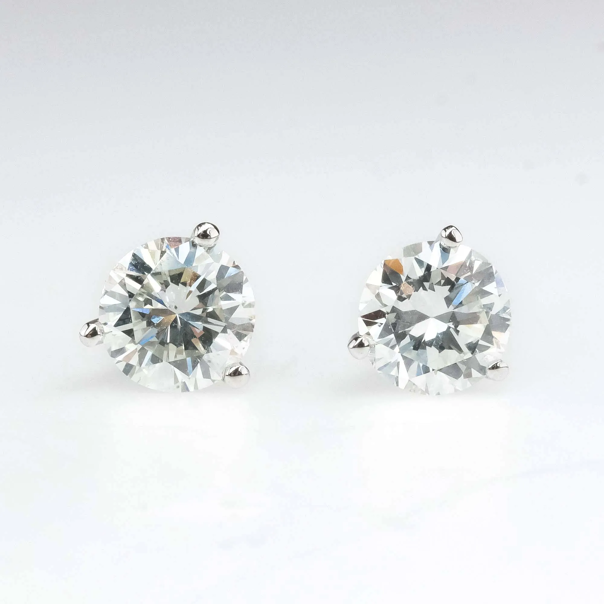 1.12ctw Round Diamond Solitaire Martini Stud Earrings in 14K White Gold