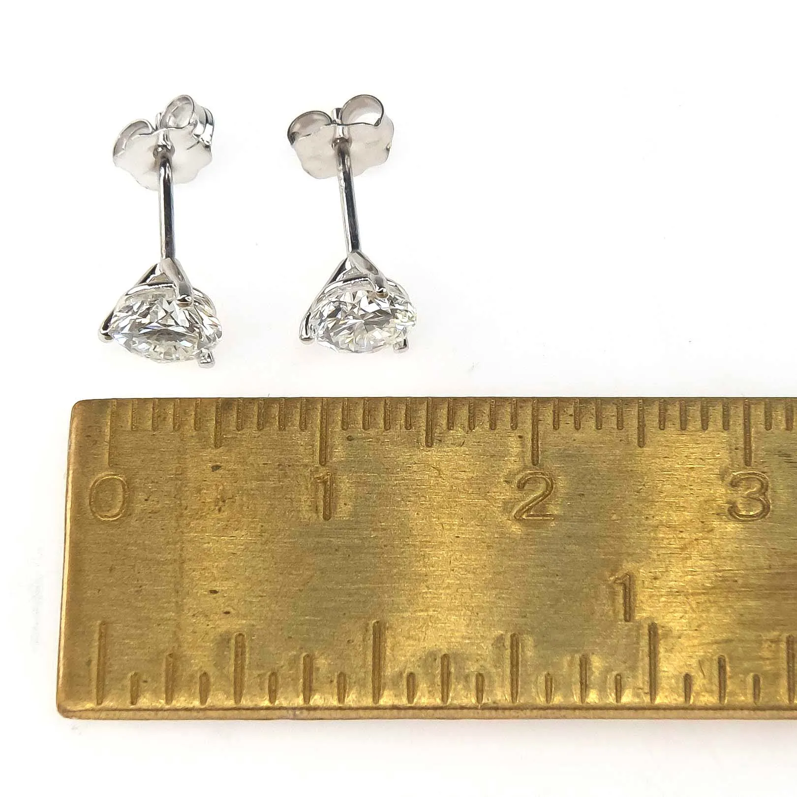 1.12ctw Round Diamond Solitaire Martini Stud Earrings in 14K White Gold