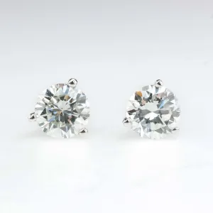 1.12ctw Round Diamond Solitaire Martini Stud Earrings in 14K White Gold
