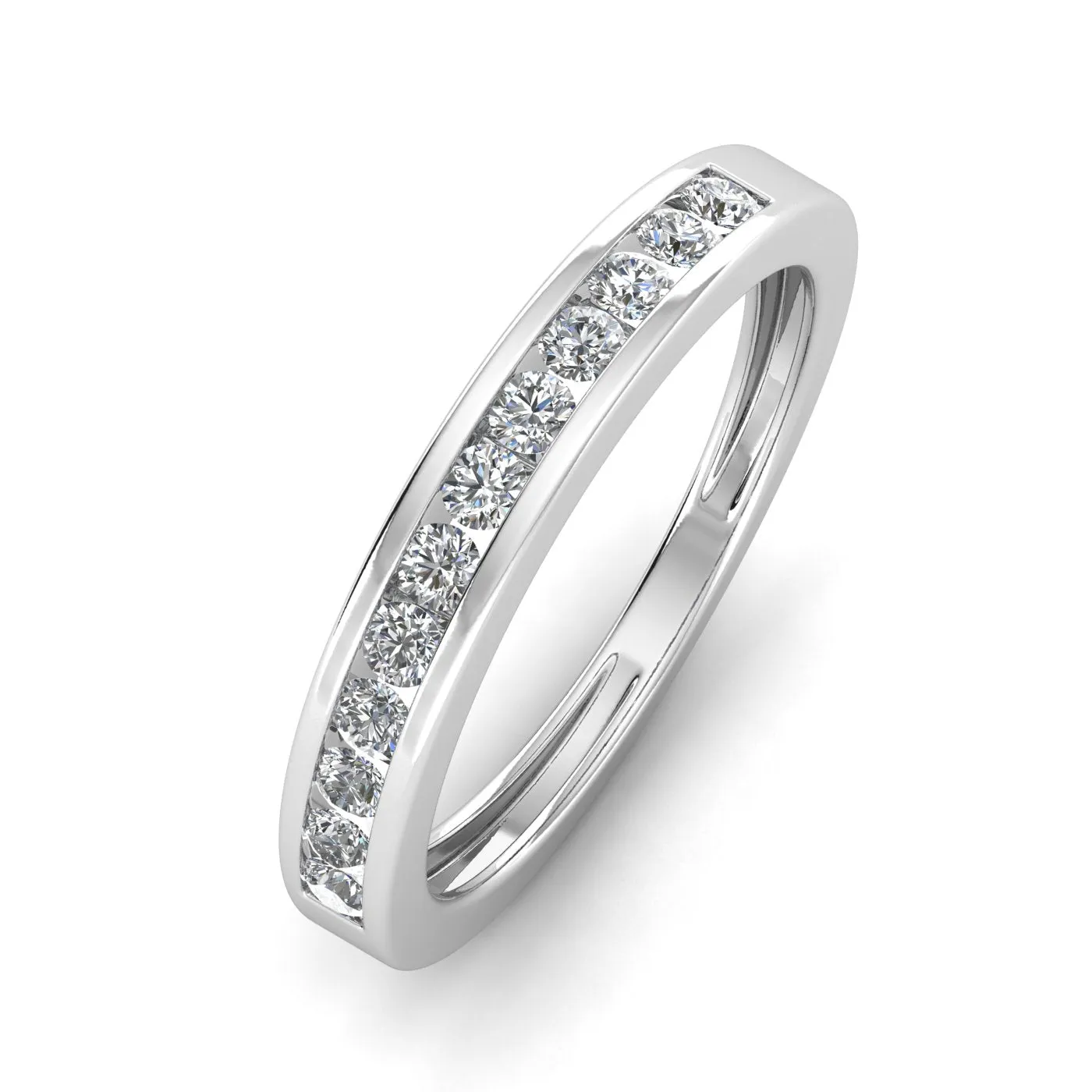 1/2 Carat TW Women's Diamond Channel Wedding Band in 10k White Gold