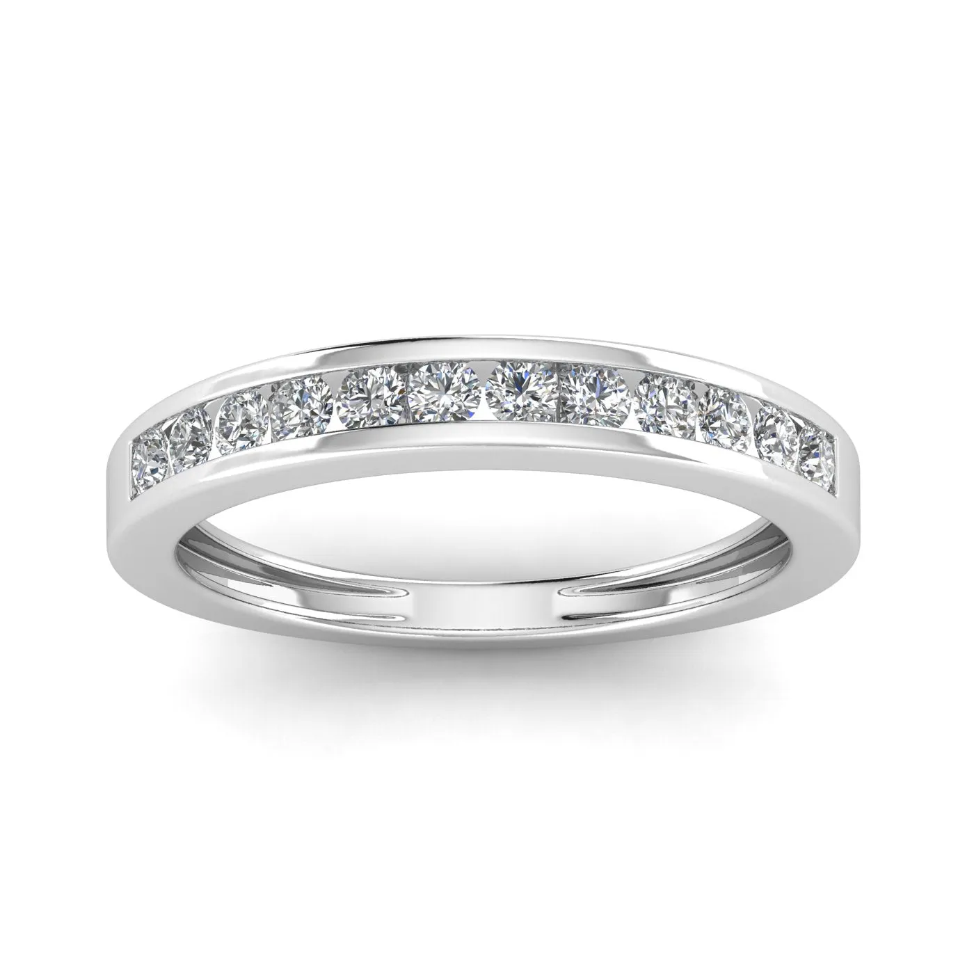 1/2 Carat TW Women's Diamond Channel Wedding Band in 10k White Gold