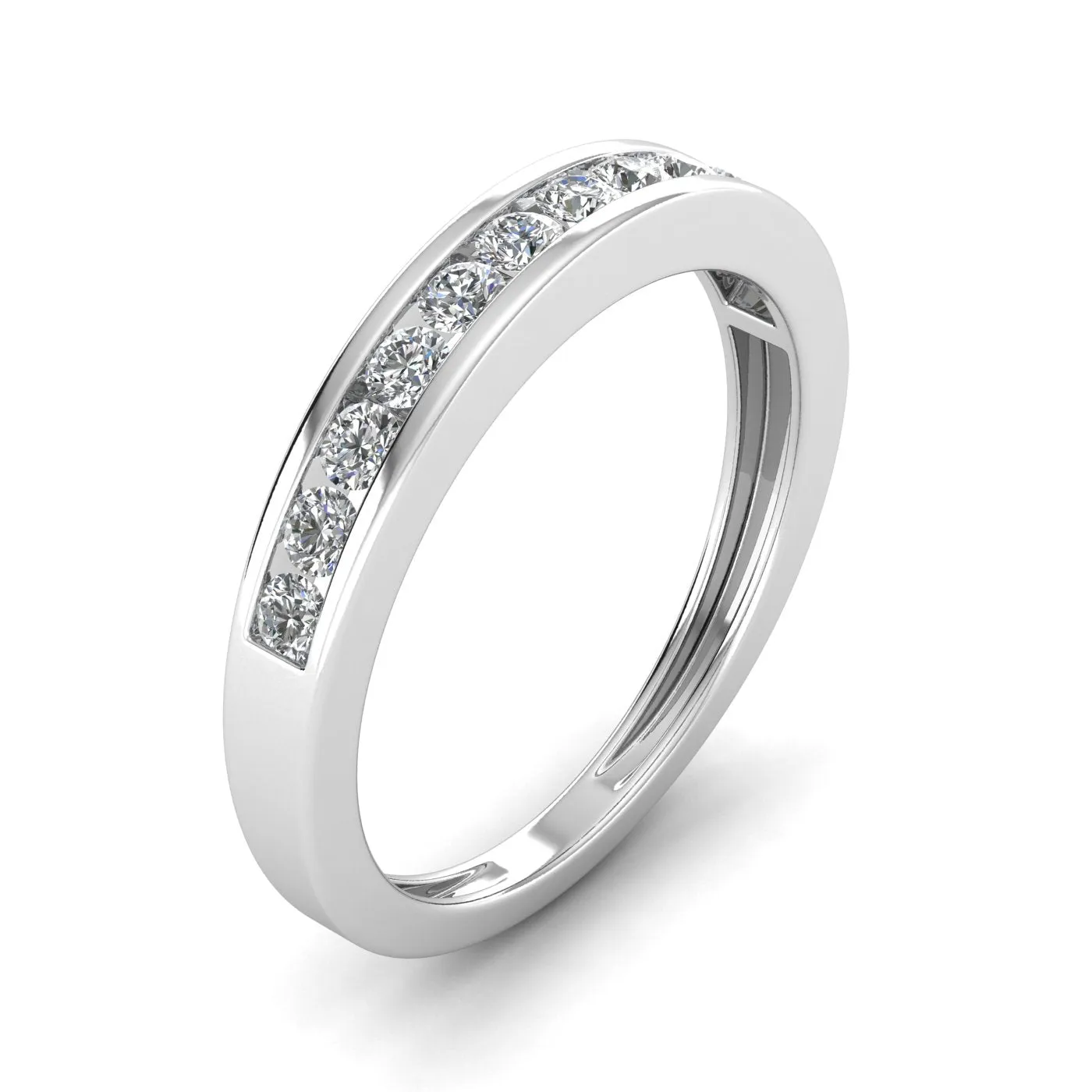 1/2 Carat TW Women's Diamond Channel Wedding Band in 10k White Gold