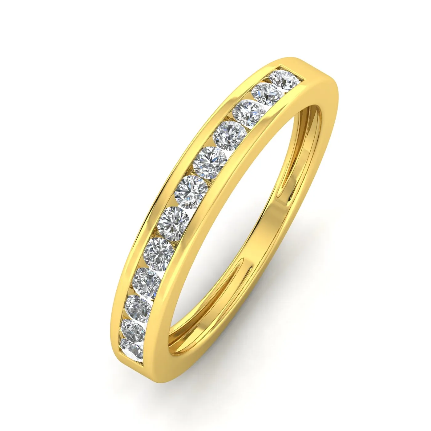 1/2 Carat TW Women's Diamond Channel Wedding Band in 10k Yellow Gold