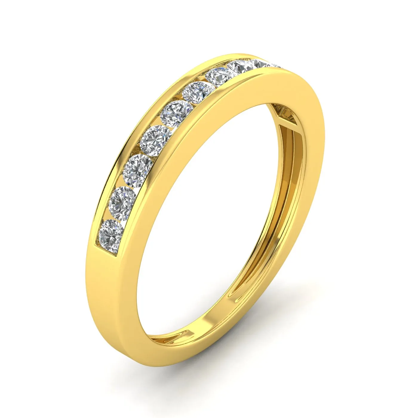 1/2 Carat TW Women's Diamond Channel Wedding Band in 10k Yellow Gold