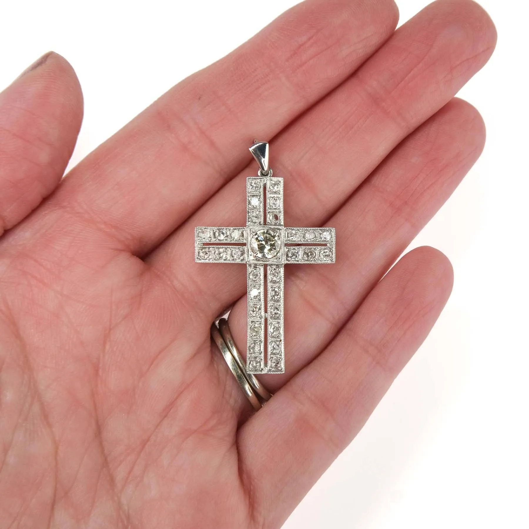 1.25ctw Diamond Accented Religious Cross Pendant in 950 Platinum