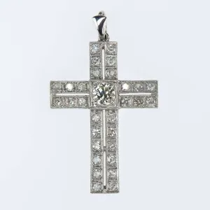 1.25ctw Diamond Accented Religious Cross Pendant in 950 Platinum