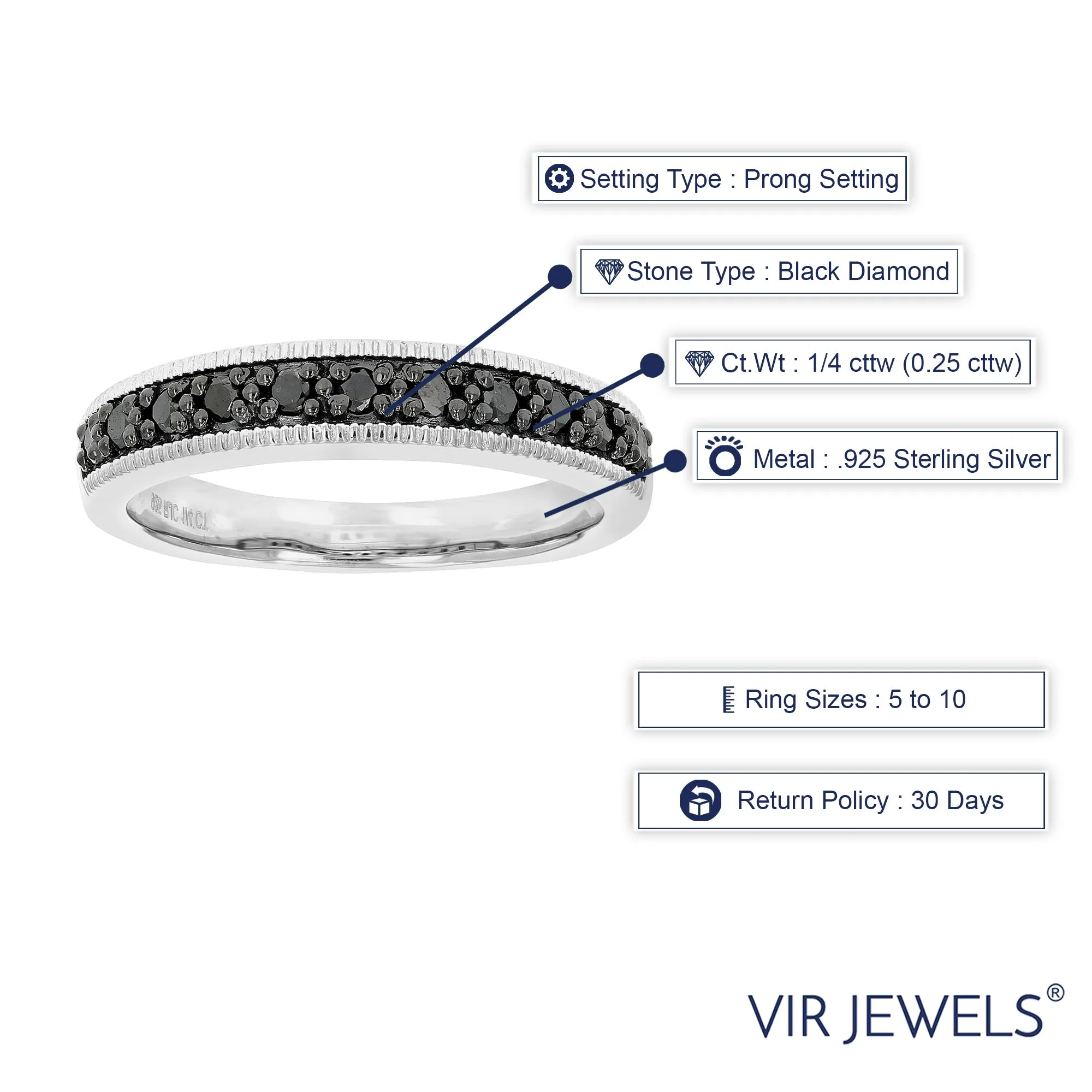 1/4 cttw Black Diamond Wedding Band