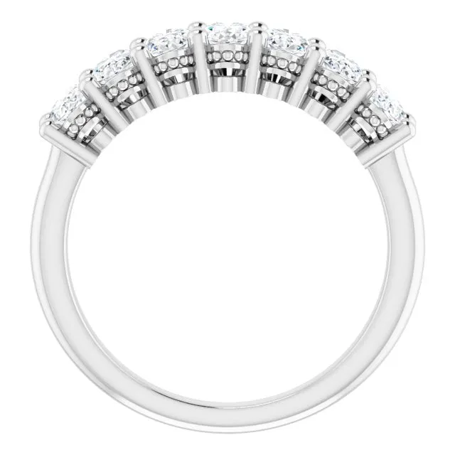 1.47 ct. Oval Cut Diamond Wedding Band 7 Stone Anniversary Ring