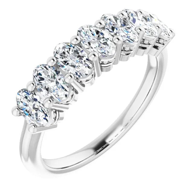 1.47 ct. Oval Cut Diamond Wedding Band 7 Stone Anniversary Ring