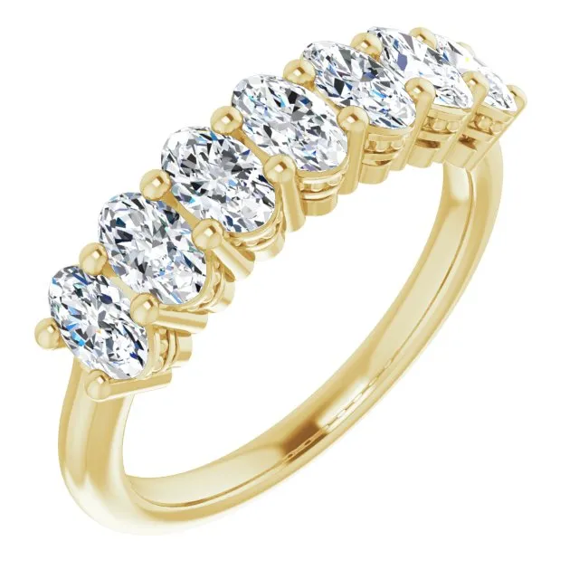 1.47 ct. Oval Cut Diamond Wedding Band 7 Stone Anniversary Ring