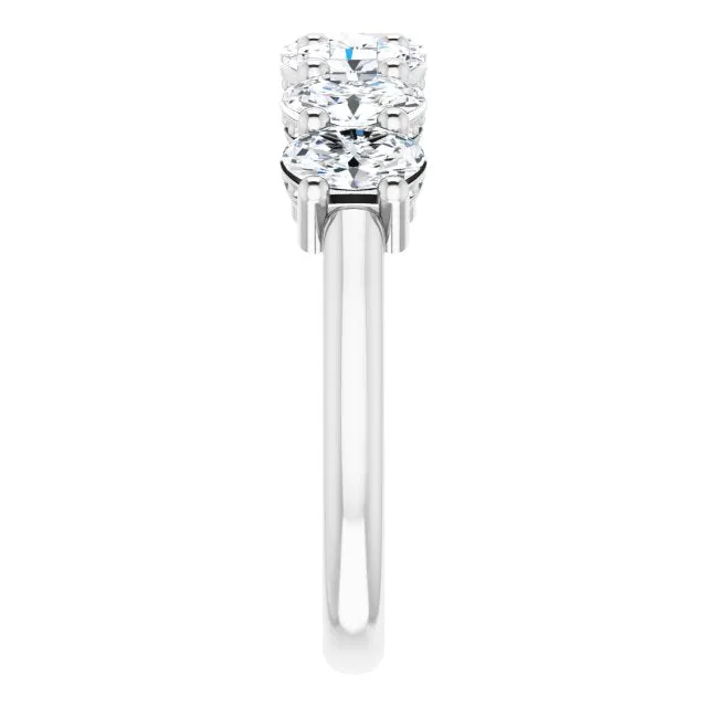1.47 ct. Oval Cut Diamond Wedding Band 7 Stone Anniversary Ring