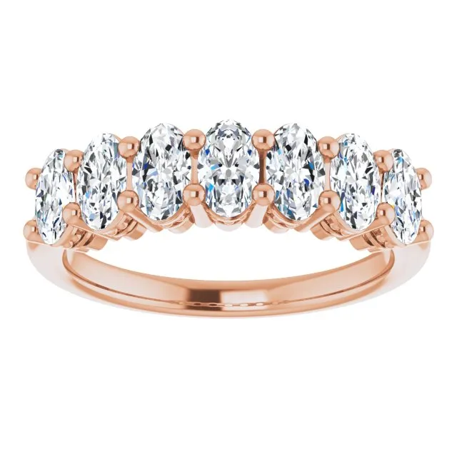 1.47 ct. Oval Cut Diamond Wedding Band 7 Stone Anniversary Ring