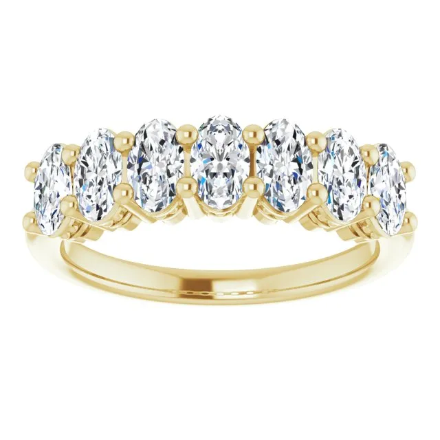 1.47 ct. Oval Cut Diamond Wedding Band 7 Stone Anniversary Ring