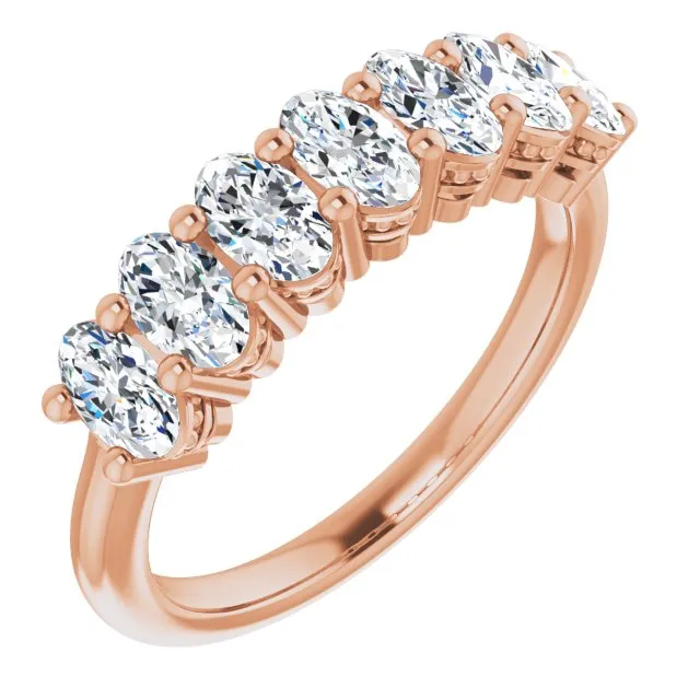 1.47 ct. Oval Cut Diamond Wedding Band 7 Stone Anniversary Ring