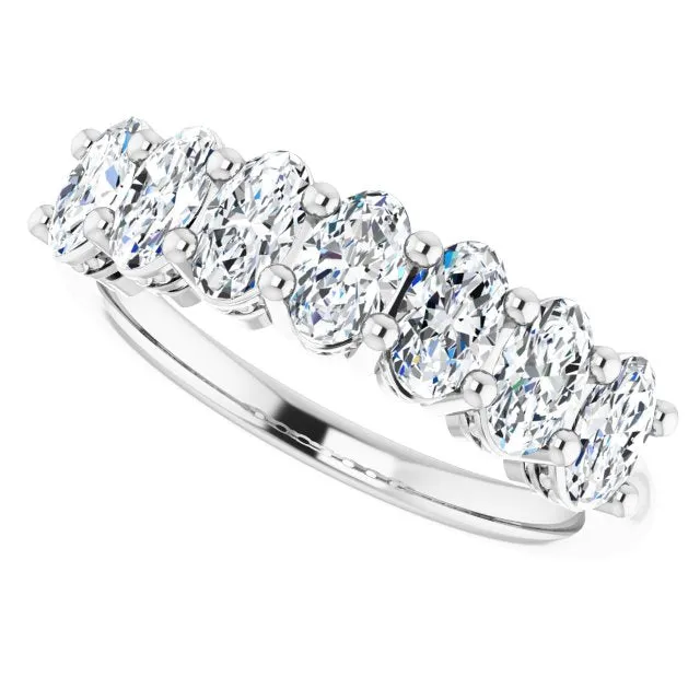 1.47 ct. Oval Cut Diamond Wedding Band 7 Stone Anniversary Ring