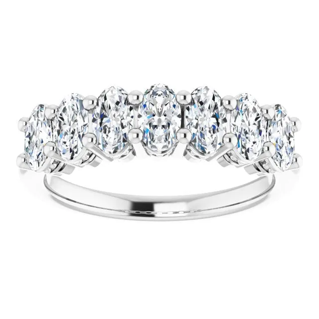 1.47 ct. Oval Cut Diamond Wedding Band 7 Stone Anniversary Ring