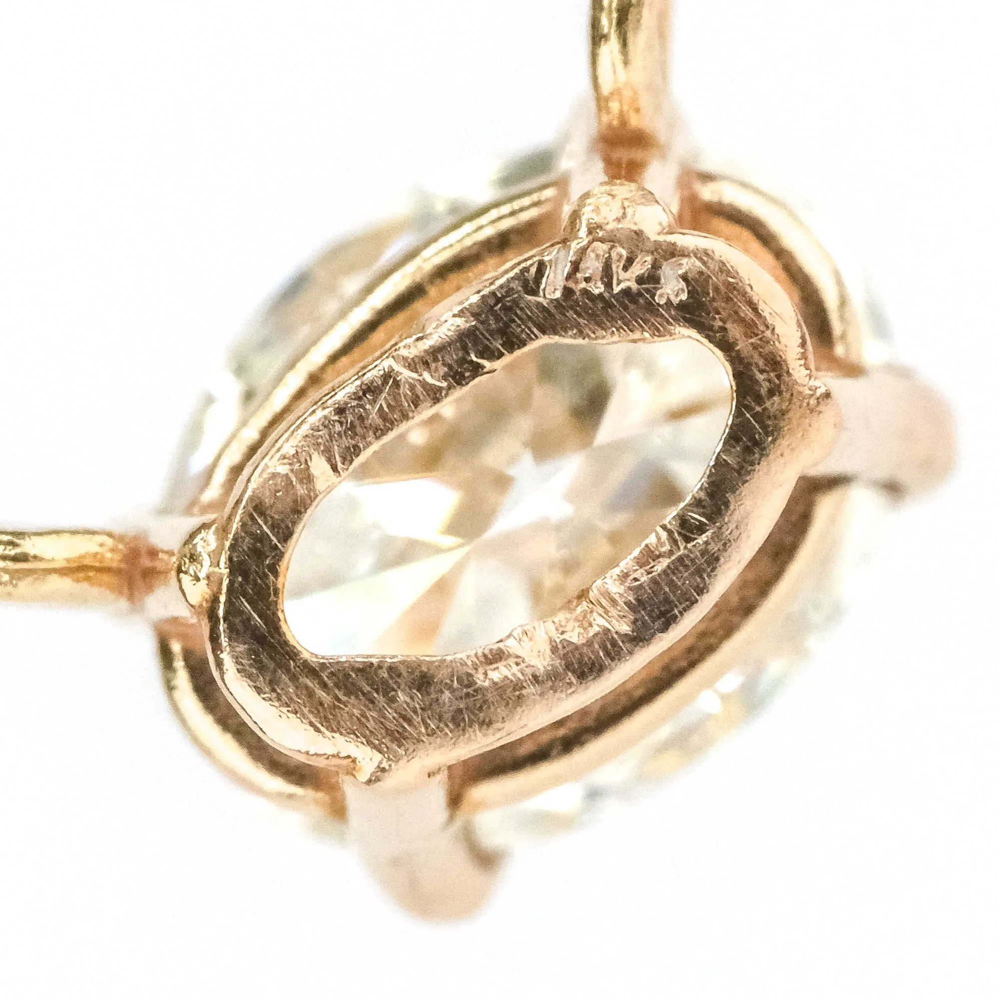 14K Rose Gold 0.59ct Oval Diamond East West Fixed Pendant on 16" Cable Necklace