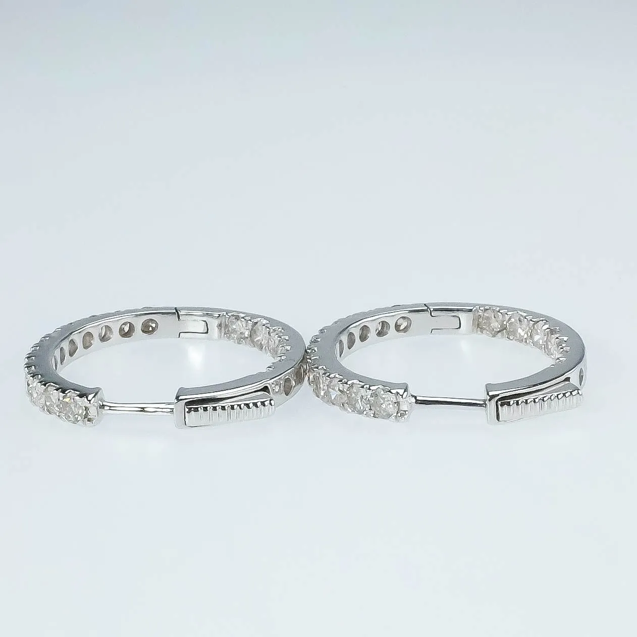 14K White Gold 2.00ctw I1/I Diamond Accented Inside-Out Oval Hoop Earrings