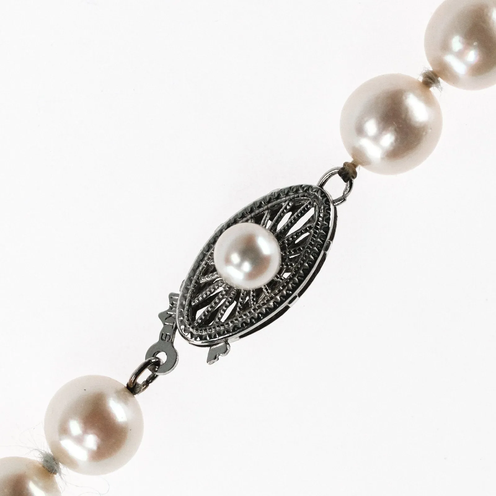 14K White Gold 6.0mm-6.9mm Round Freshwater Pearl Single Strand 16.5" Necklace