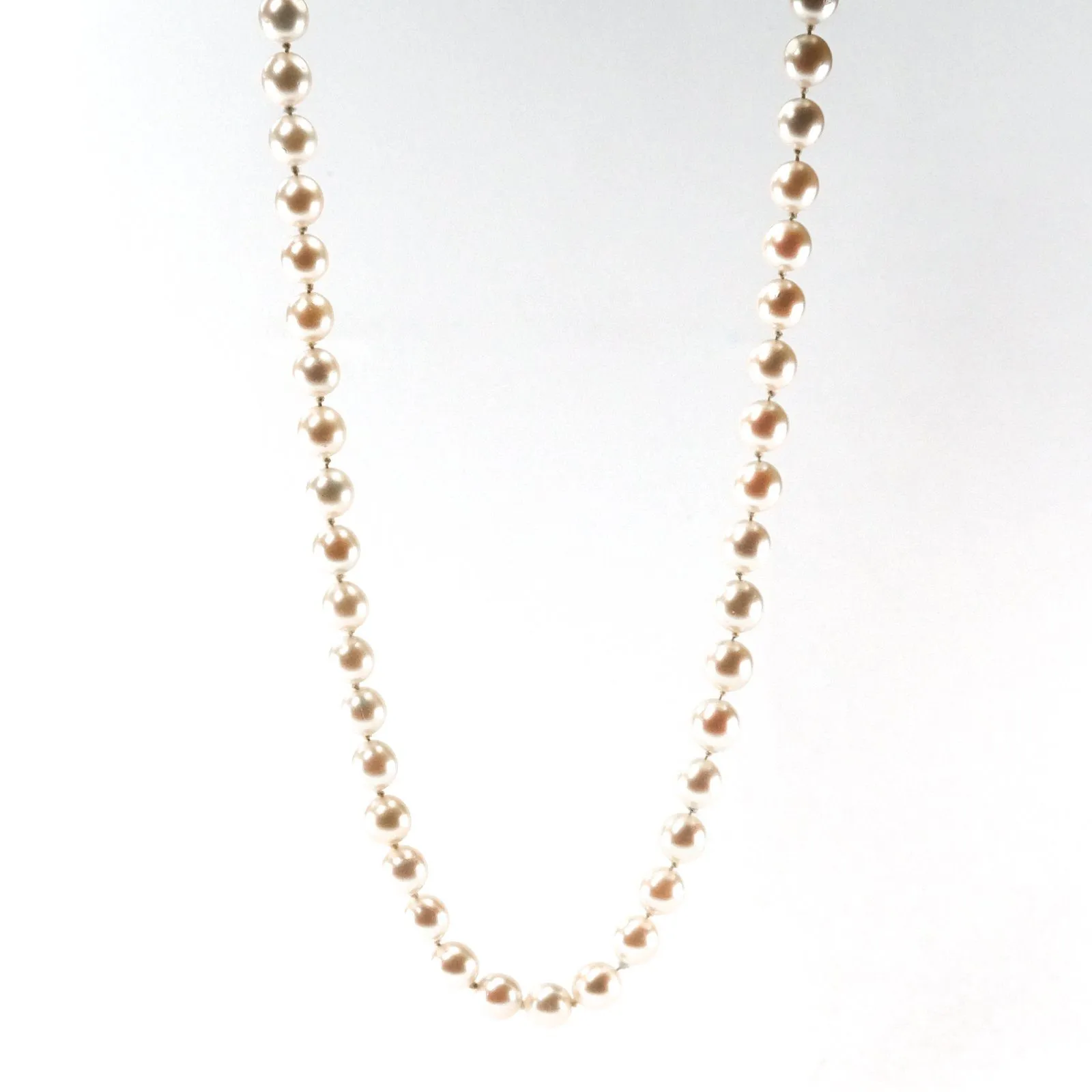 14K White Gold 6.0mm-6.9mm Round Freshwater Pearl Single Strand 16.5" Necklace