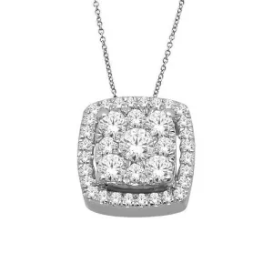 14K White Gold Diamond Halo Pendant with 0.33 Total Diamond Weight