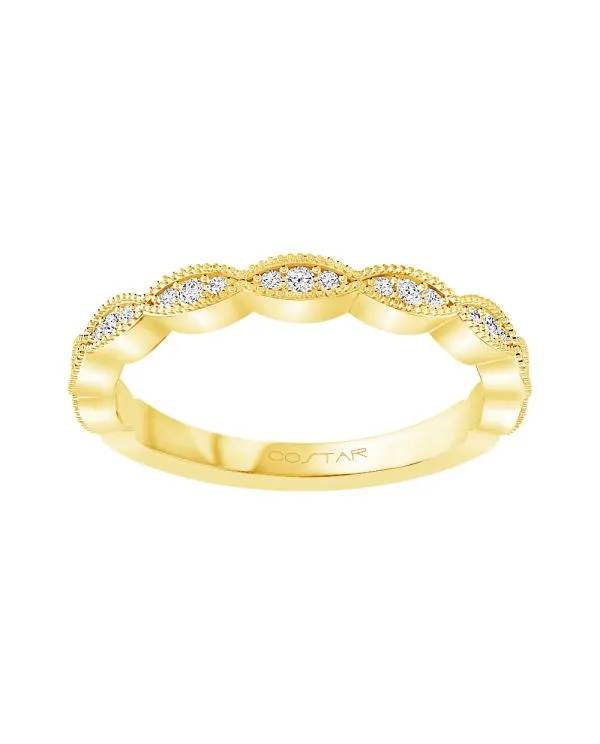14K White Gold Modern Diamond Stackable Band