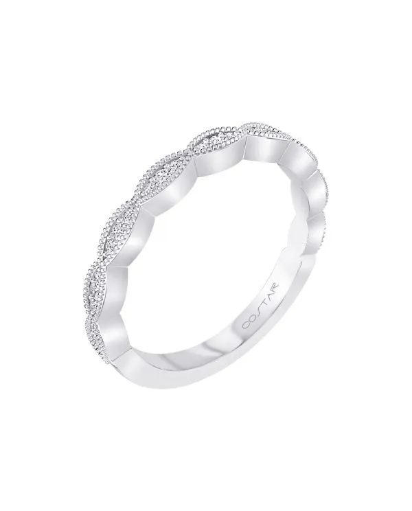14K White Gold Modern Diamond Stackable Band
