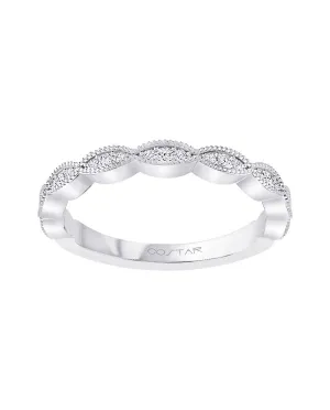 14K White Gold Modern Diamond Stackable Band