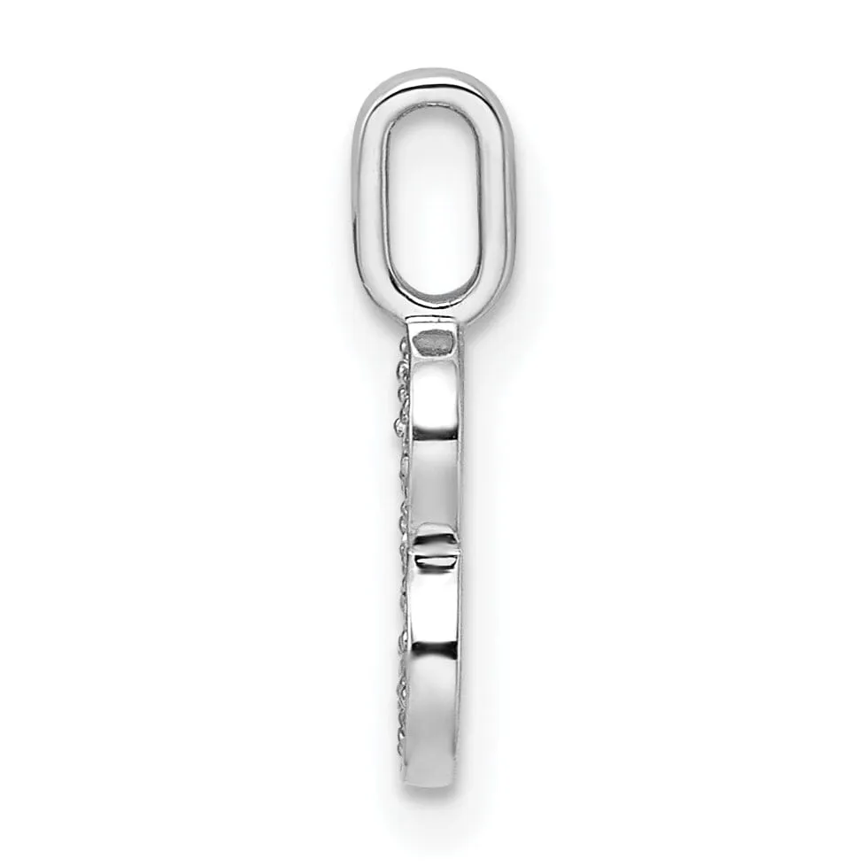 14k White Gold Polished Finish with Diamonds Womens Number 8 Charm Pendant