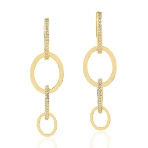 14k Yellow Gold Pave Diamond Unique Design Dangle Earrings For Women's