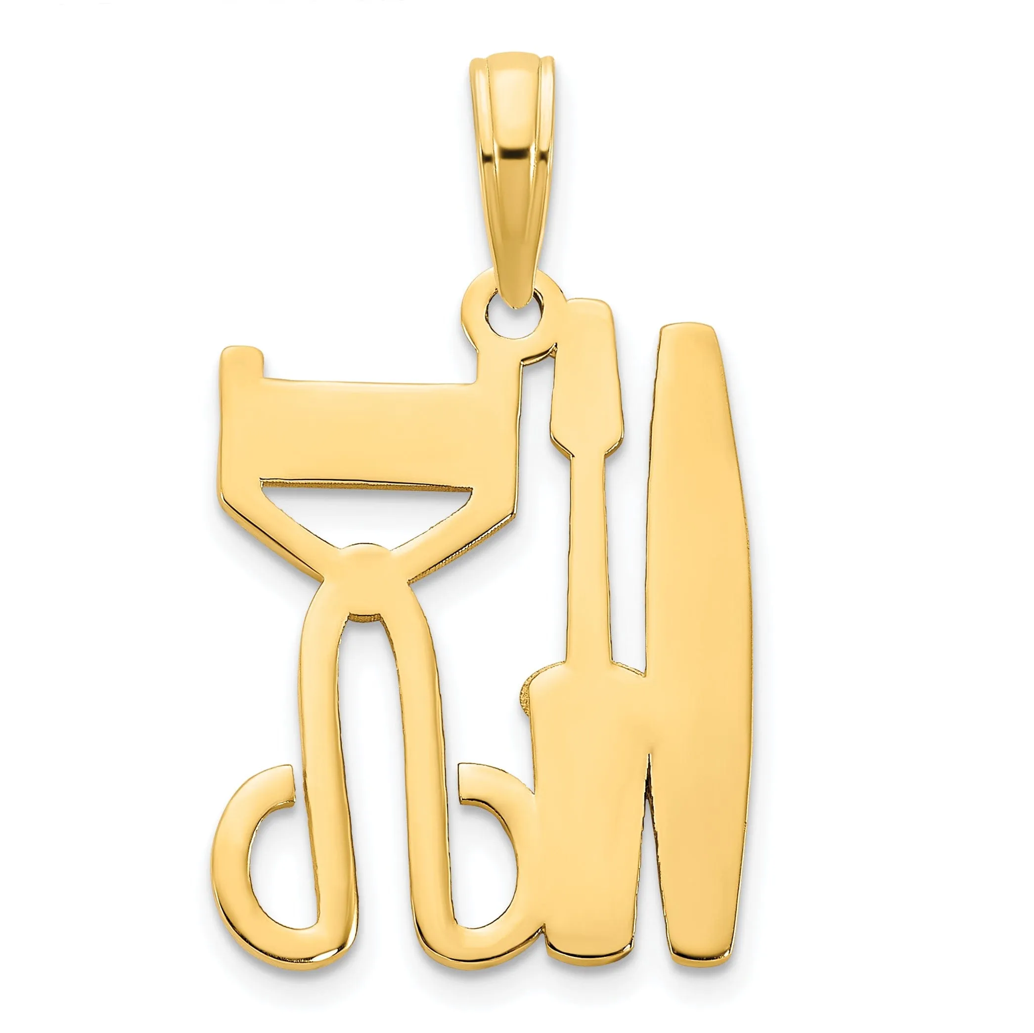 14k Yellow Gold Polished Finish Flat Back Women's Cosmetics Set Design Charm Pendant