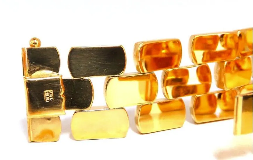 14kt Gold Panther Form Wide Link Gold Bracelet 37.8gm Ref 12338