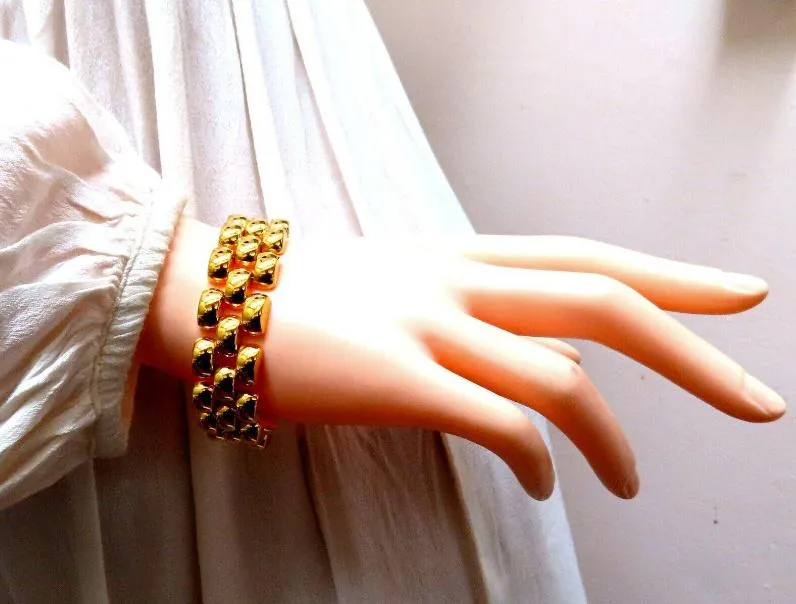 14kt Gold Panther Form Wide Link Gold Bracelet 37.8gm Ref 12338
