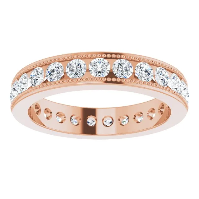 1.50 ct. Round Diamond Eternity Band Milgrain Accent Ring
