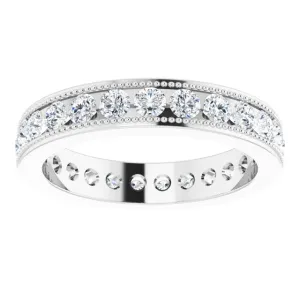 1.50 ct. Round Diamond Eternity Band Milgrain Accent Ring