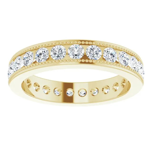 1.50 ct. Round Diamond Eternity Band Milgrain Accent Ring