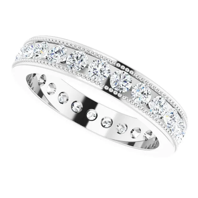 1.50 ct. Round Diamond Eternity Band Milgrain Accent Ring