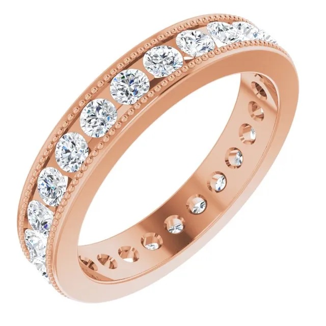 1.50 ct. Round Diamond Eternity Band Milgrain Accent Ring