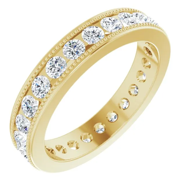 1.50 ct. Round Diamond Eternity Band Milgrain Accent Ring