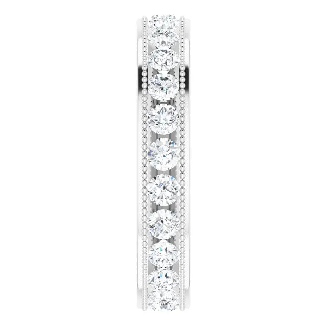 1.50 ct. Round Diamond Eternity Band Milgrain Accent Ring