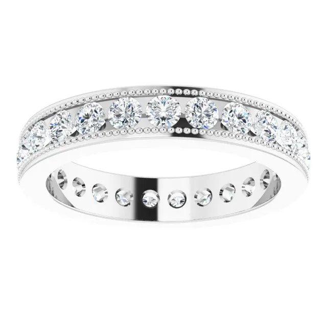 1.50 ct. Round Diamond Eternity Band Milgrain Accent Ring