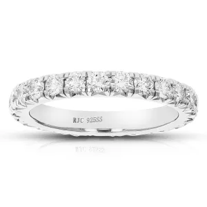 1.50 cttw Lab Grown Diamond Eternity Wedding Band Sterling Silver