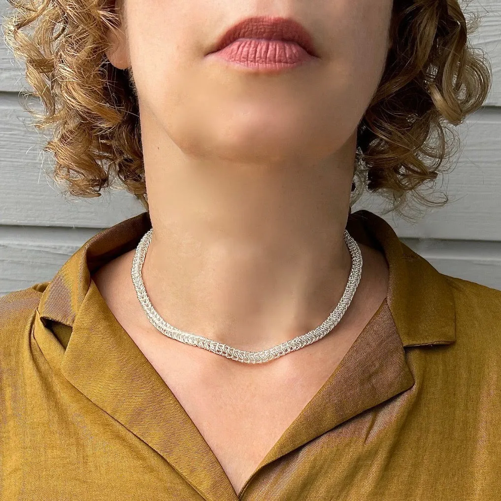 15" Handcrafted 925 Sterling Silver 6mm Bellezza Choker with Toggle Clasp