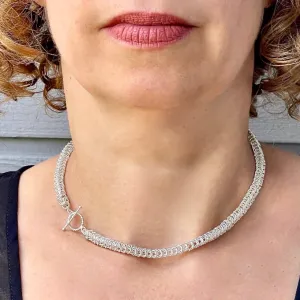 15" Handcrafted 925 Sterling Silver 6mm Bellezza Choker with Toggle Clasp