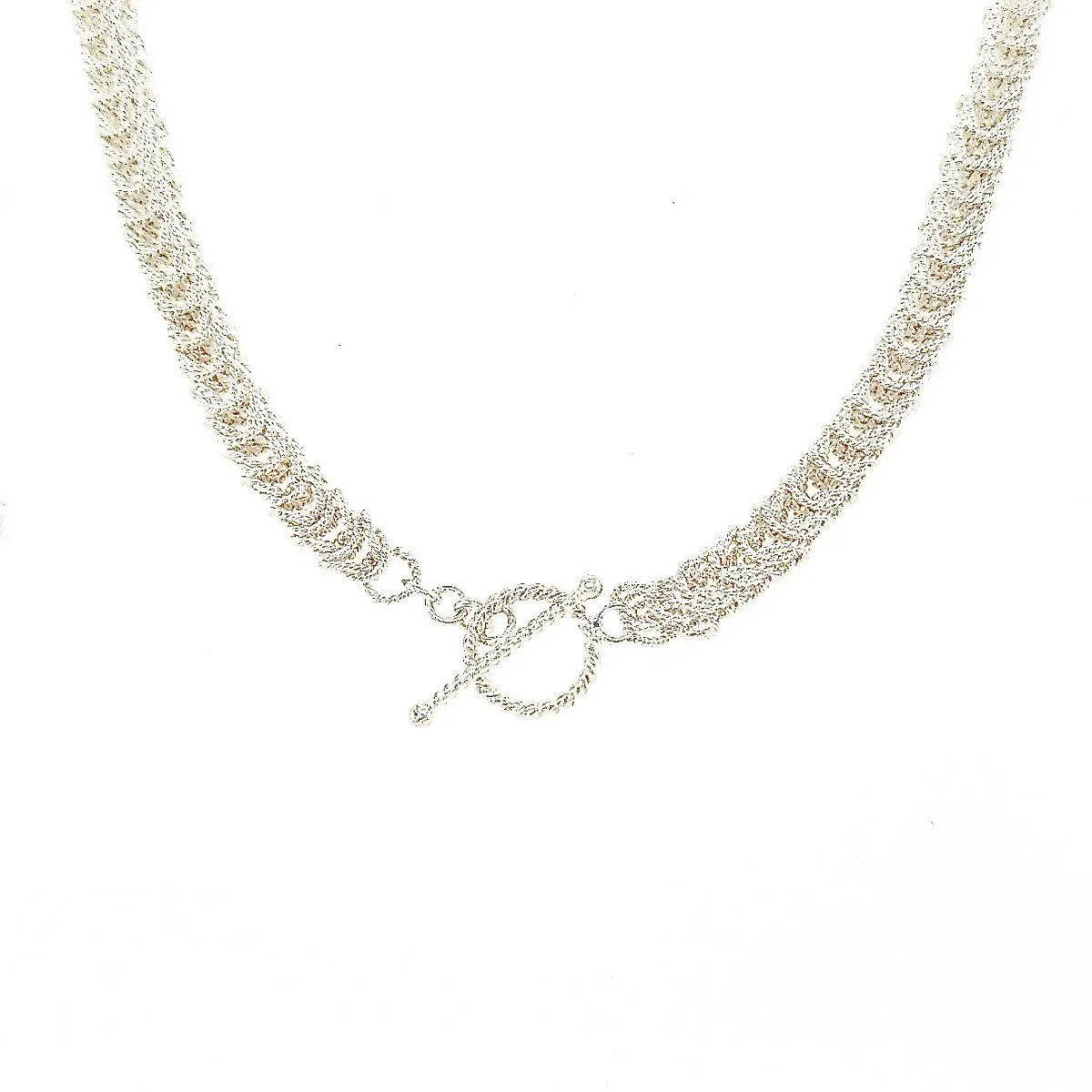 15" Handcrafted 925 Sterling Silver 6mm Bellezza Choker with Toggle Clasp